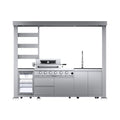 Castelle Flame Imperial 110-Inch 4-Burner 72K BTU Deluxe Stainless Steel Outdoor Kitchen Grill Island With Wine Cooler, Rotisserie, Cabinets, And Granite Countertops (SAK94721)
