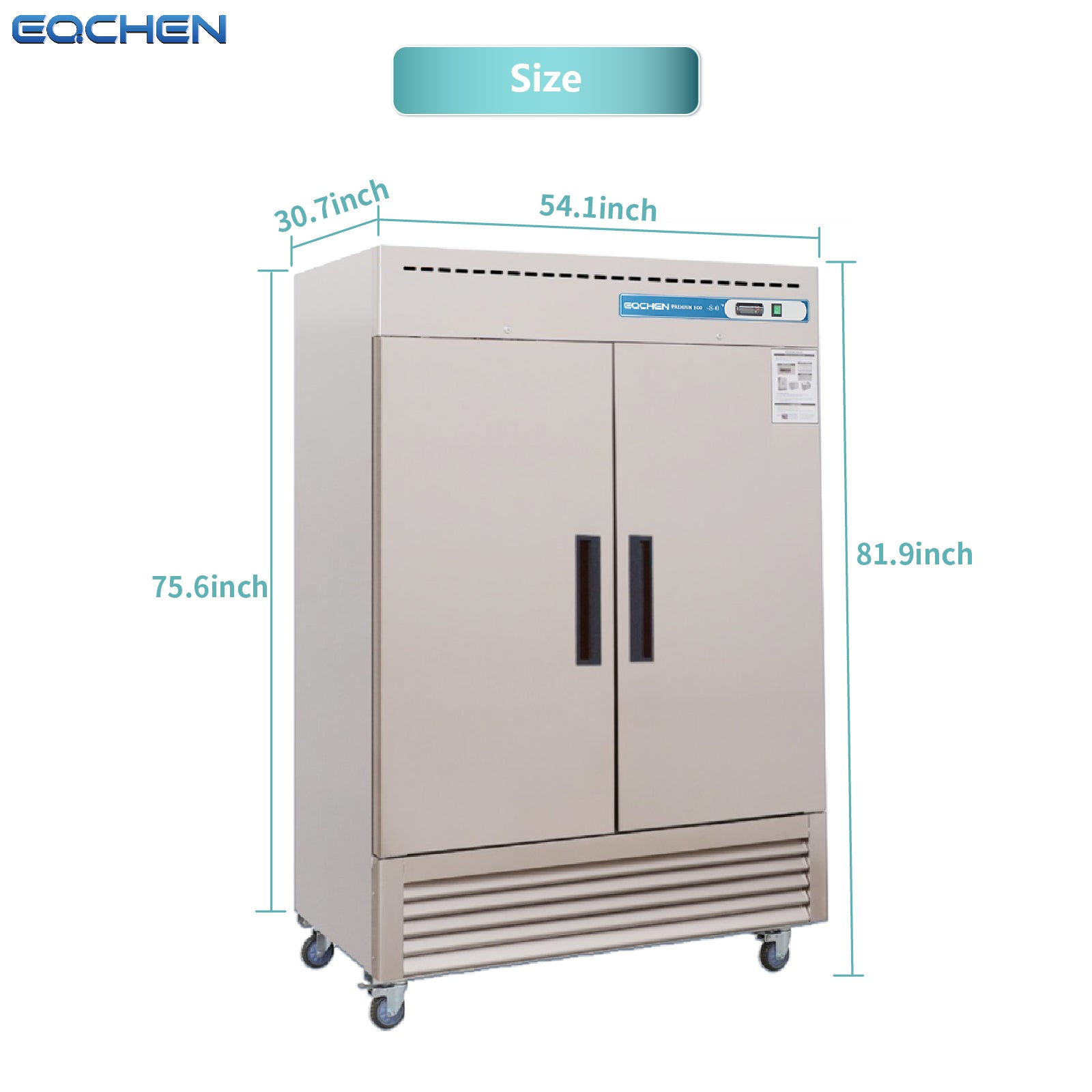 Commercial Reach in Freezer, 2 Door 49 Cu.ft Stainless Steel Commercial Reach in Solid Door Upright Fan Cooling Freezer