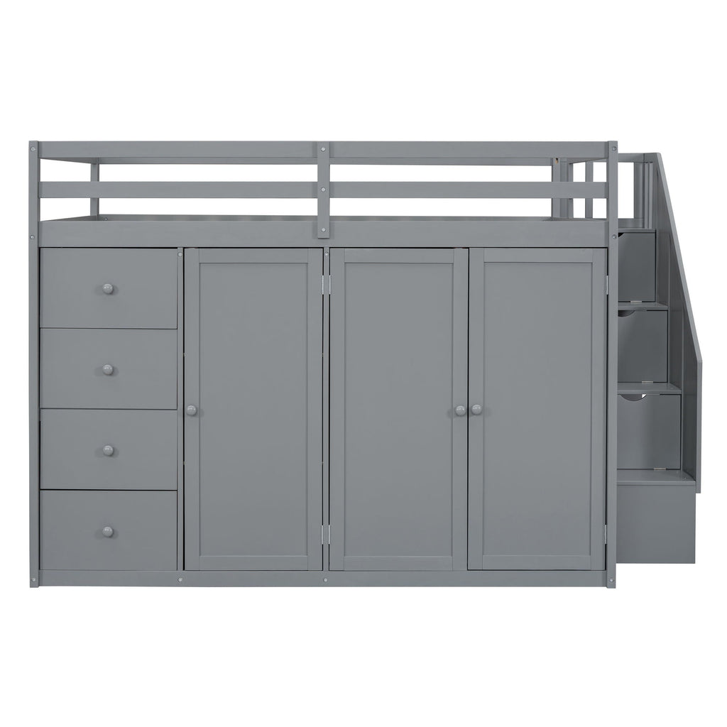Loft Bed With Built In Wardrobes, Cabinets And Drawers