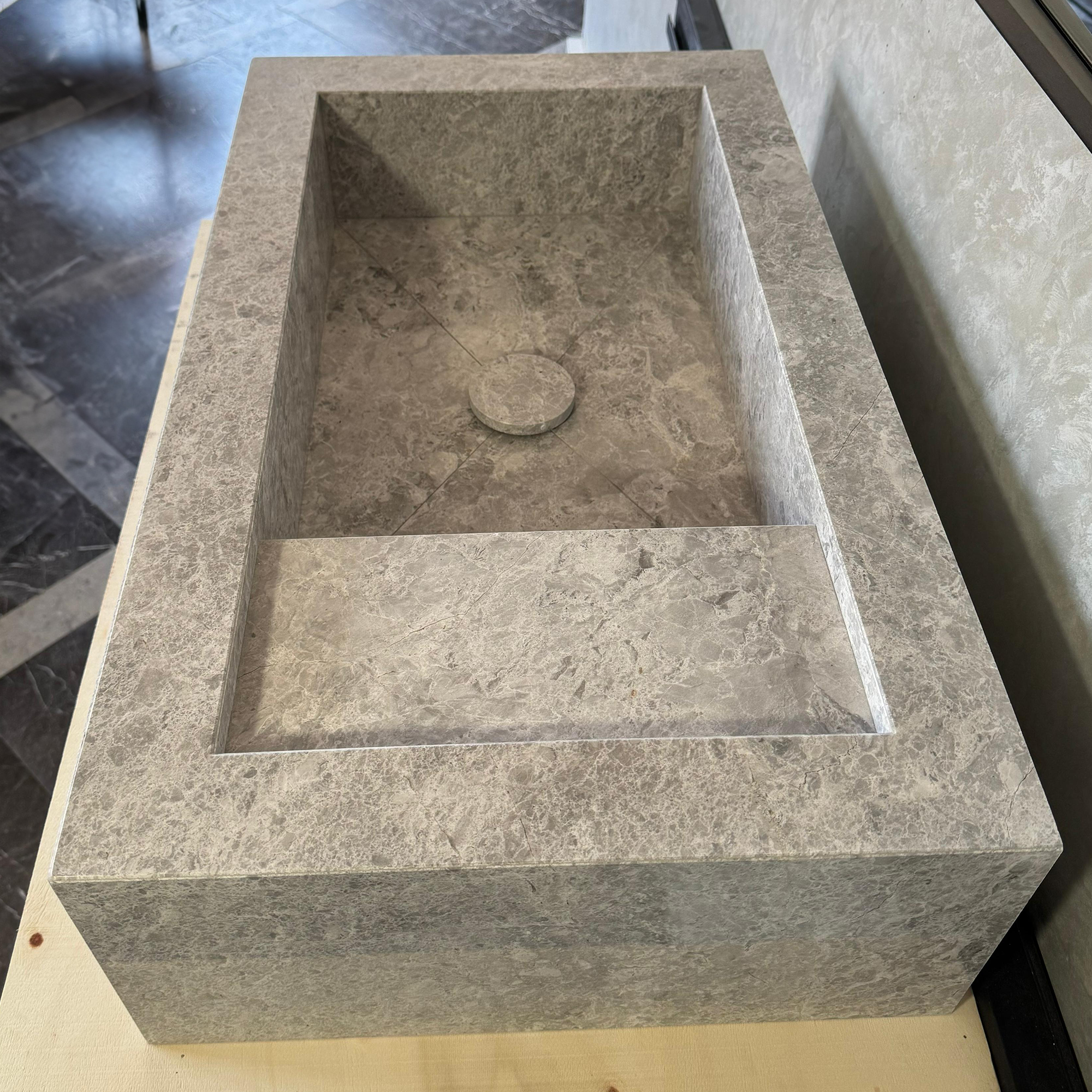 Custom Marble Sink, Handmade Custom Tundra Grey Marble Sink, Marble Vanity Top Sink, Sink For Bathroom, Marble Vessel Sink,Marble Countertop (NS-066)