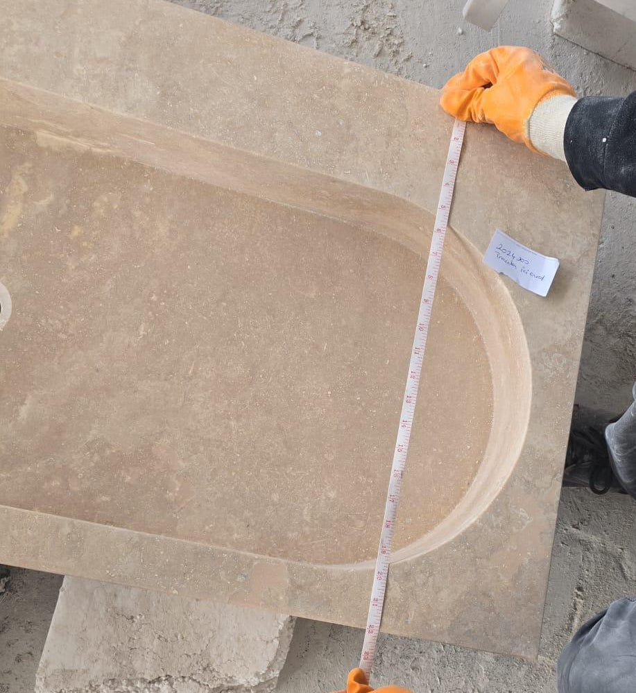 Light Travertine Natural Stone Basin Travertine Above Vanity Bathroom Sink