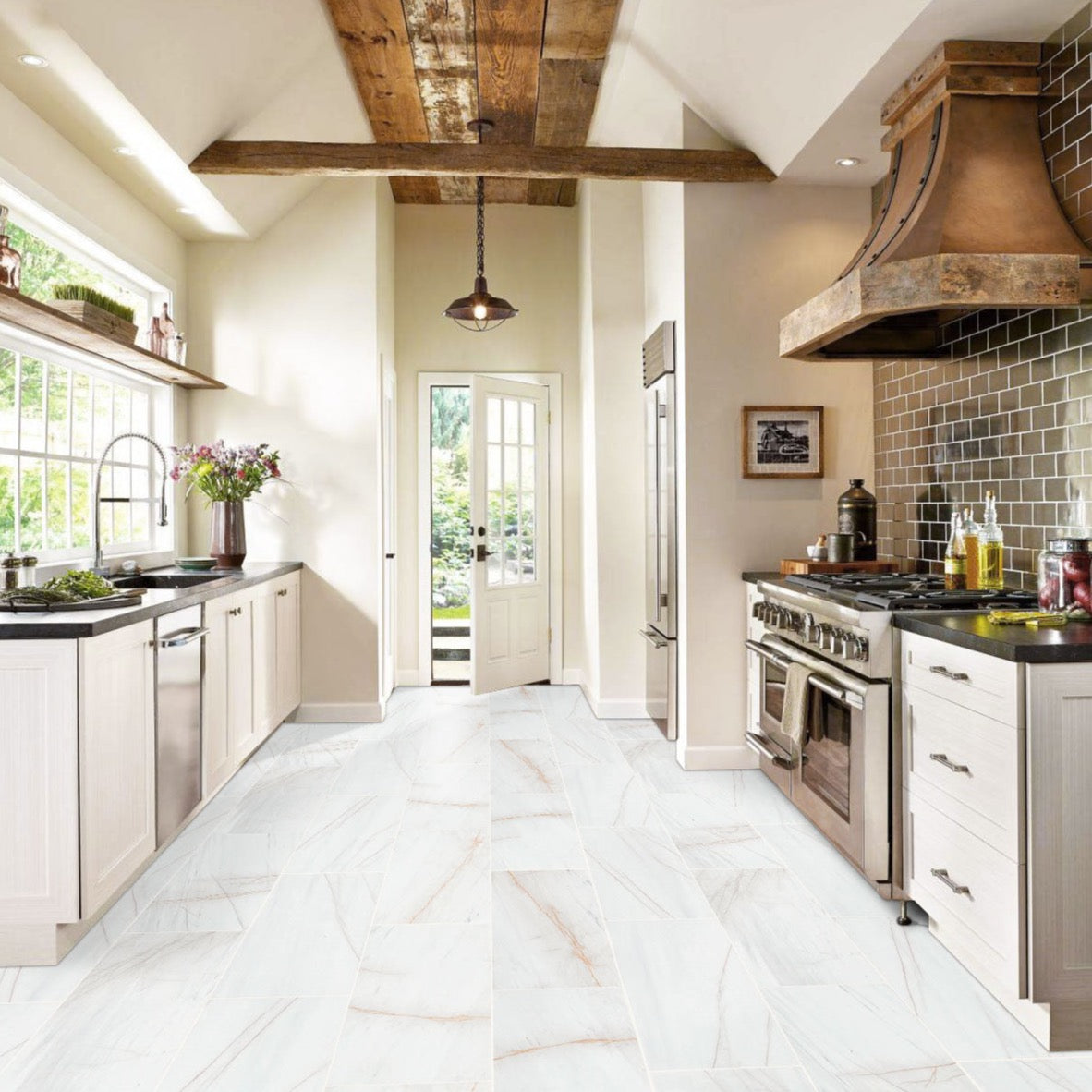Bianco Dolomite Golden Spider Marble Polished Floor and Wall Tile - Livfloors Collection