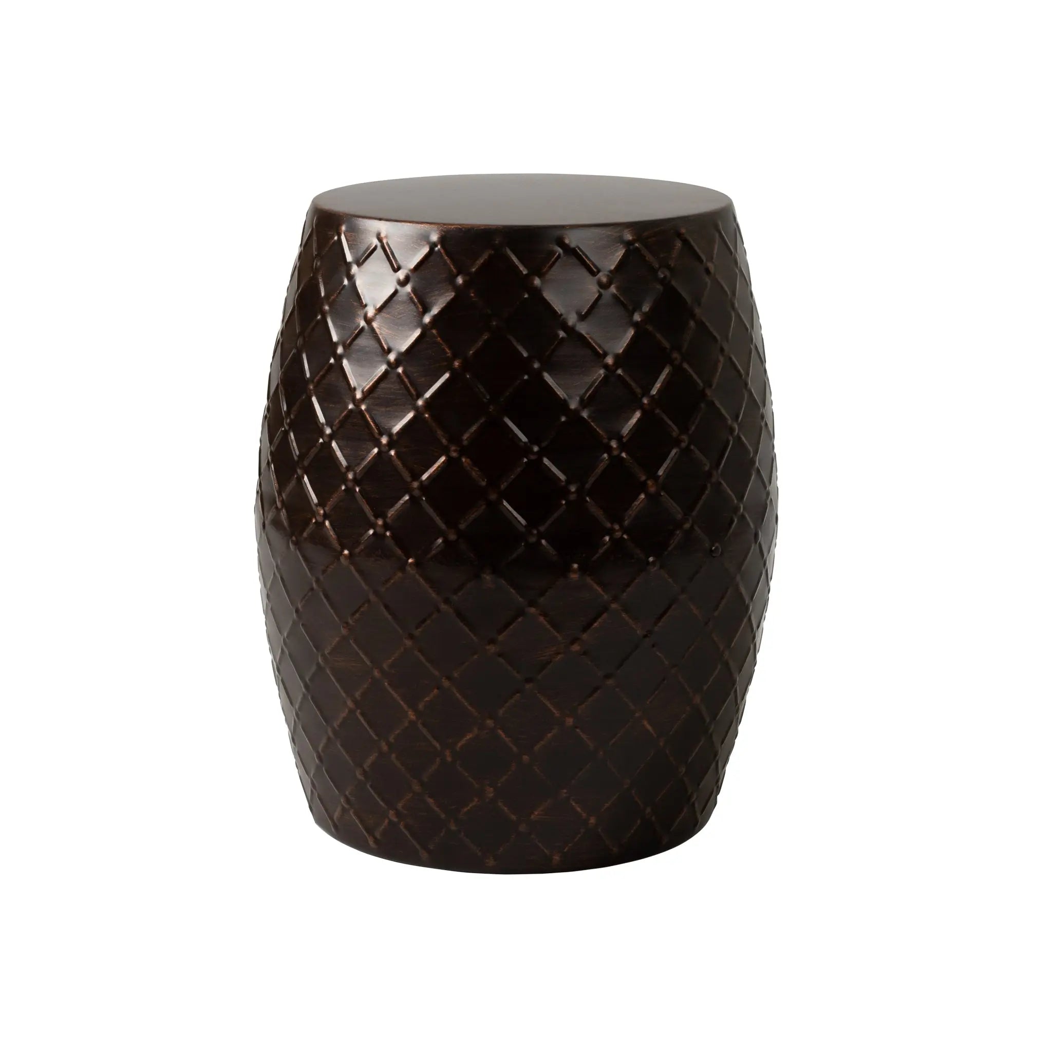 Braga Metal Stool Table Container in Antique Bronze Finish