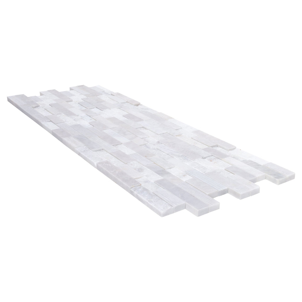 Carrara White Ledger Multi-surface 3D Panel 6"x24" Marble Wall Tile - Full Truckload