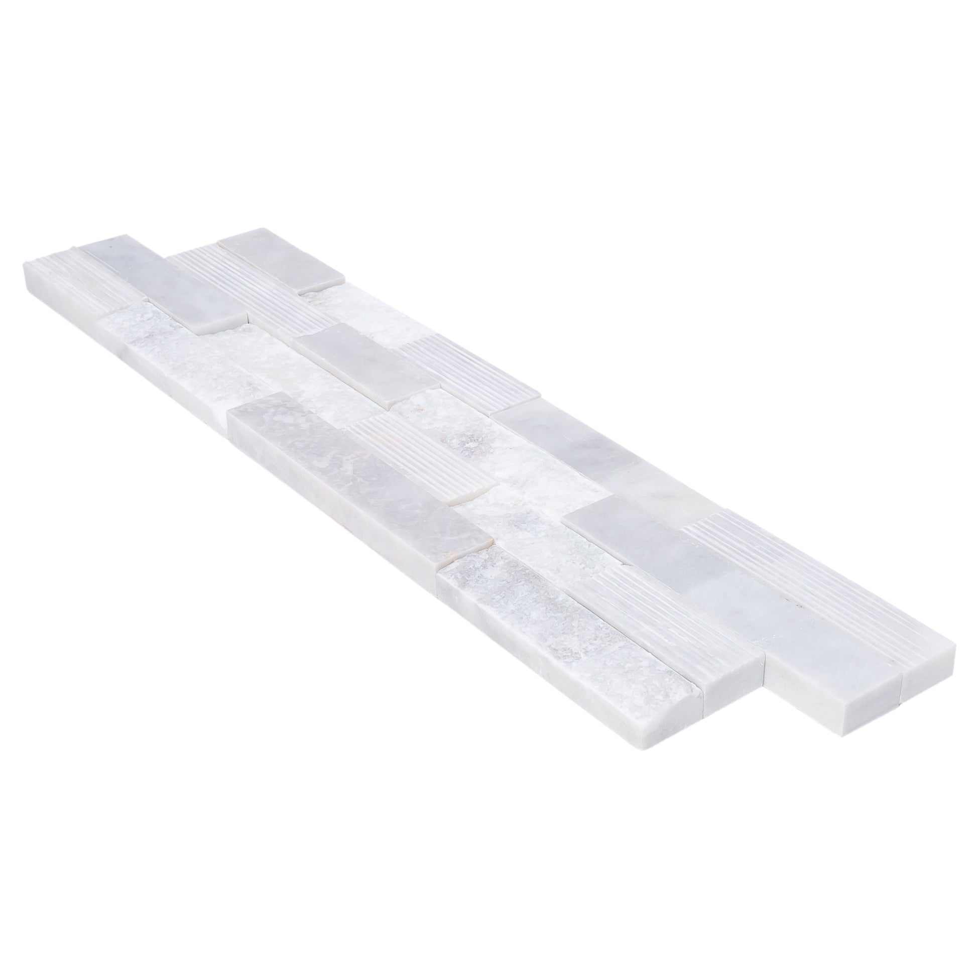 Carrara White Ledger Multi-surface 3D Panel 6"x24" Marble Wall Tile - Full Truckload