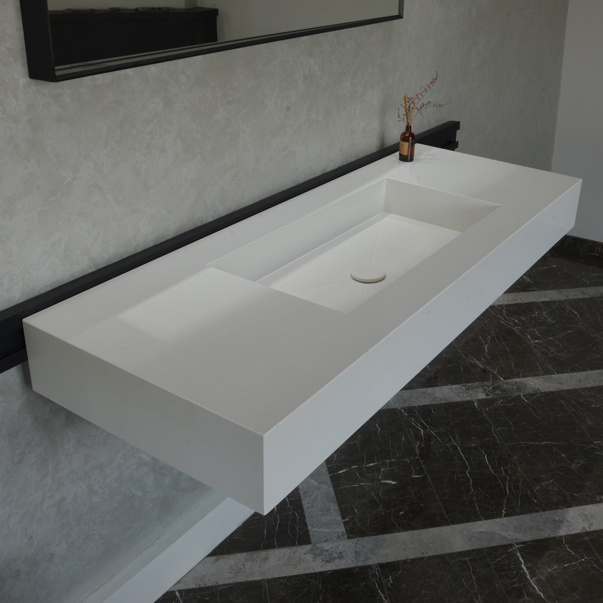 Quartz Bathroom Vanity With Single Sink (QU-092)