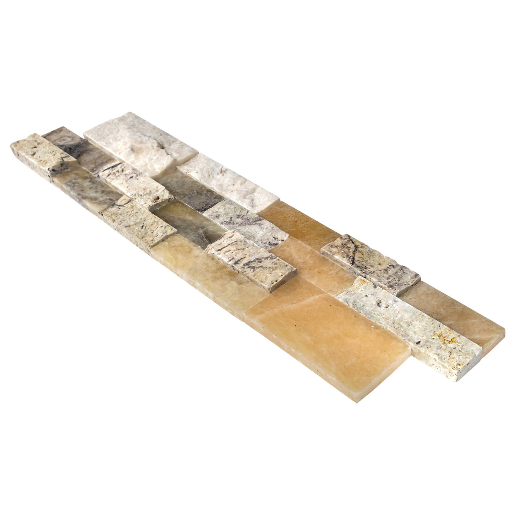 DaVinci Mixed Ledger 3D Panel 6"x24" Natural Marble Wall Tile - Full Truckload