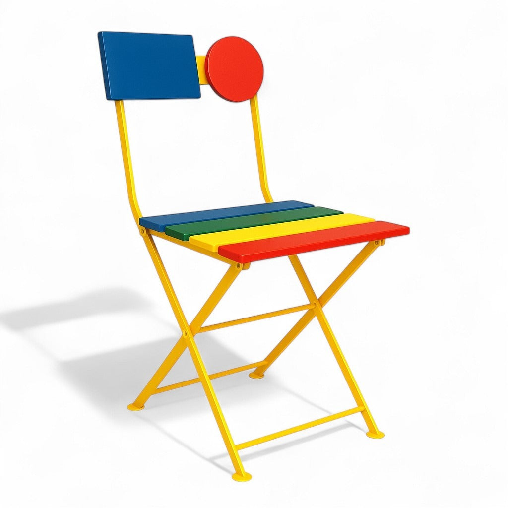 DemarForge Folding Chair 5500 - Colorful- Stackable - European Chestnut Wood Clear Coated Slats (Set of 2)