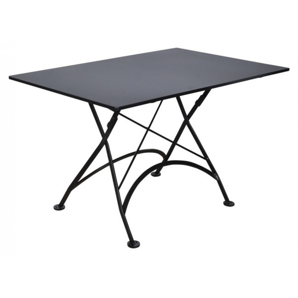 Five Piece Dining Set with 32 x 48" Steel Top Table and Four Natural African Teak Side Chairs