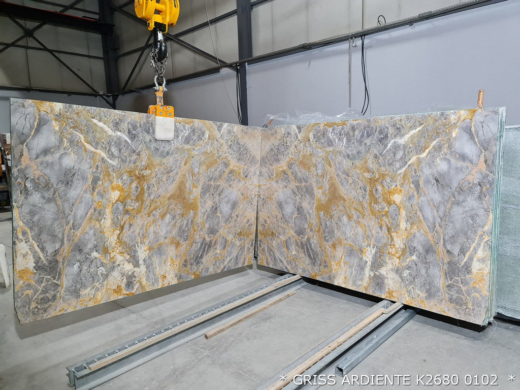 Gris Ardiente Gray Bookmatching Marble Slabs Polished - Full Truckload