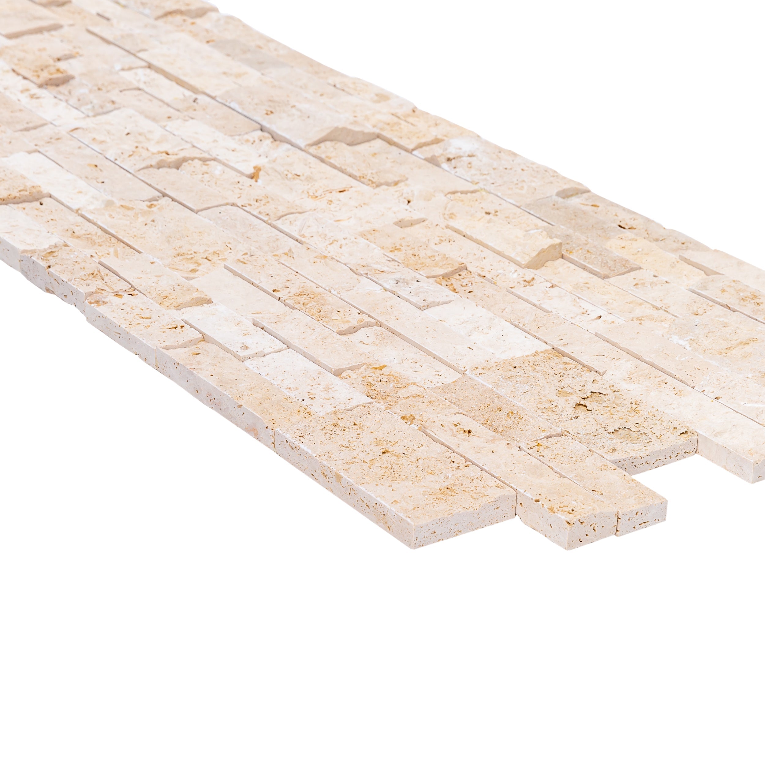 Ivory Ledger 3D Panel 6"x24" Natural Travertine Wall Tile - Full Truckload