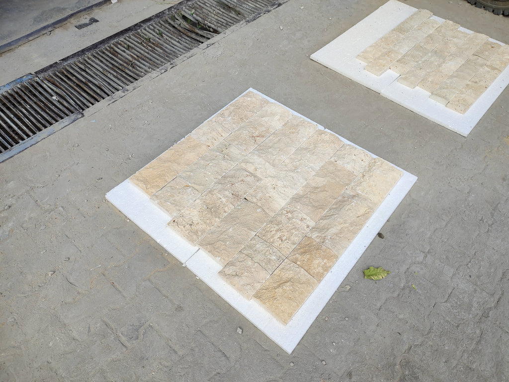 Ivory Light 6"xFree Length Split-face Natural Travertine Wall Tile - Livfloors Collection