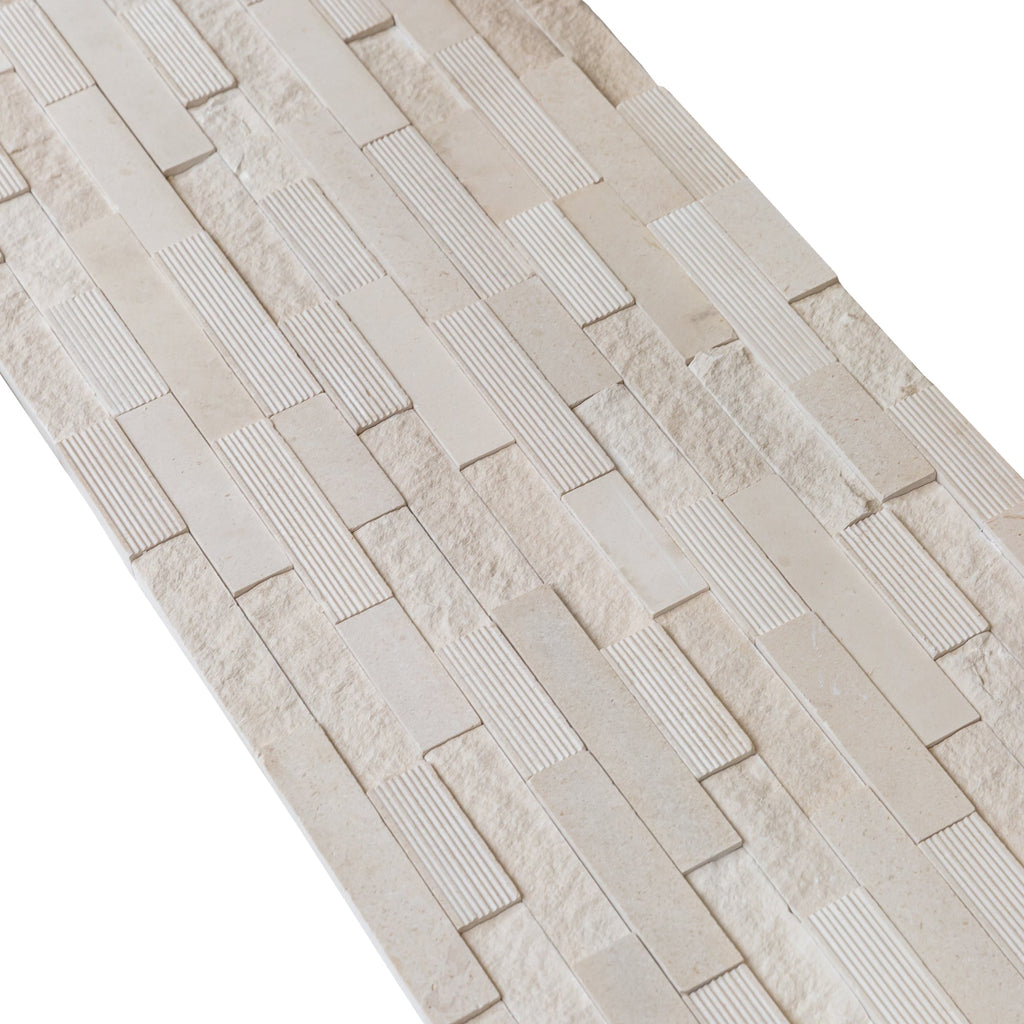 Mayra White Ledger Multi-surface 3D Panel 6"x24" Marble Wall Tile - Full Truckload