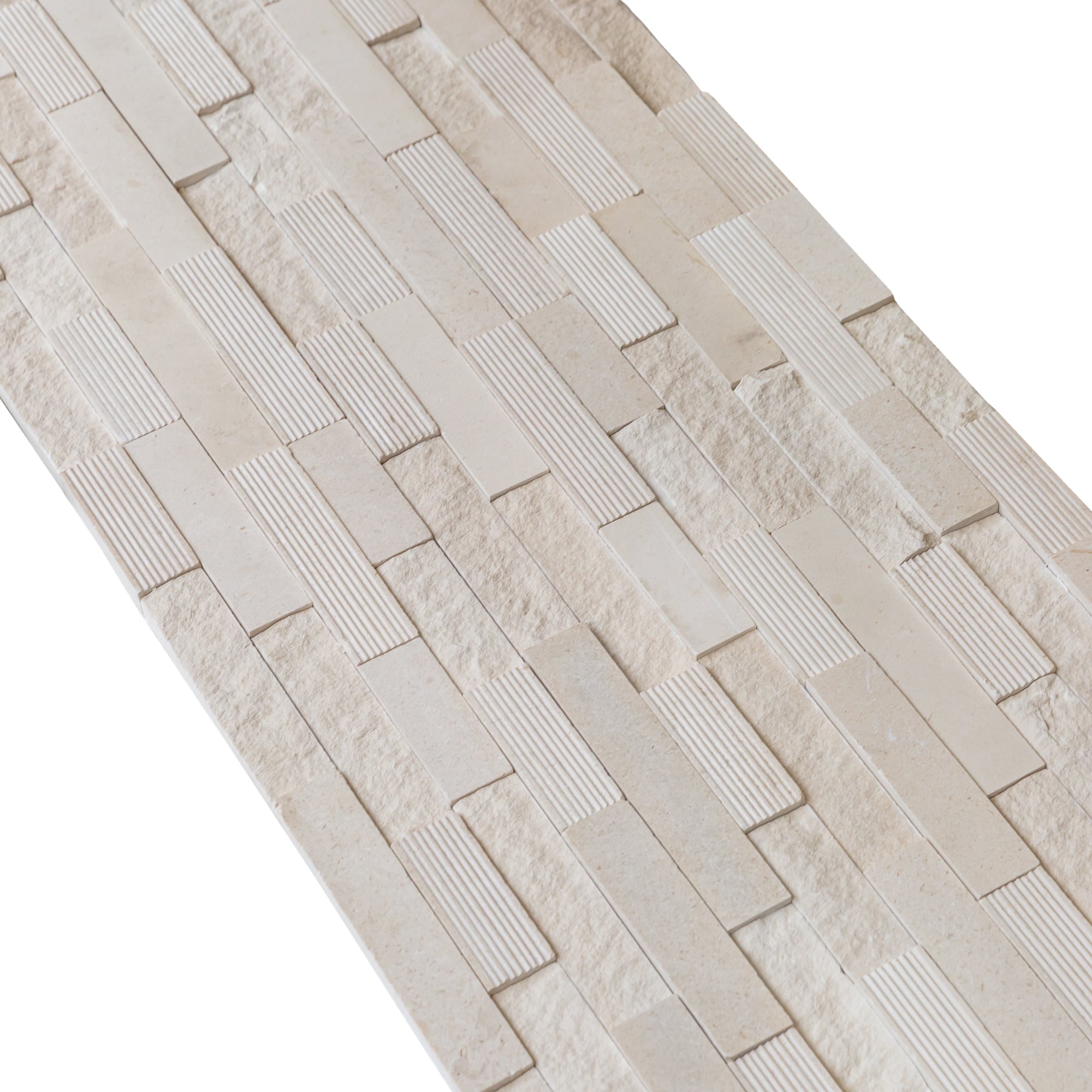 Mayra White Ledger Multi-surface 3D Panel 6"x24" Marble Wall Tile - Full Truckload
