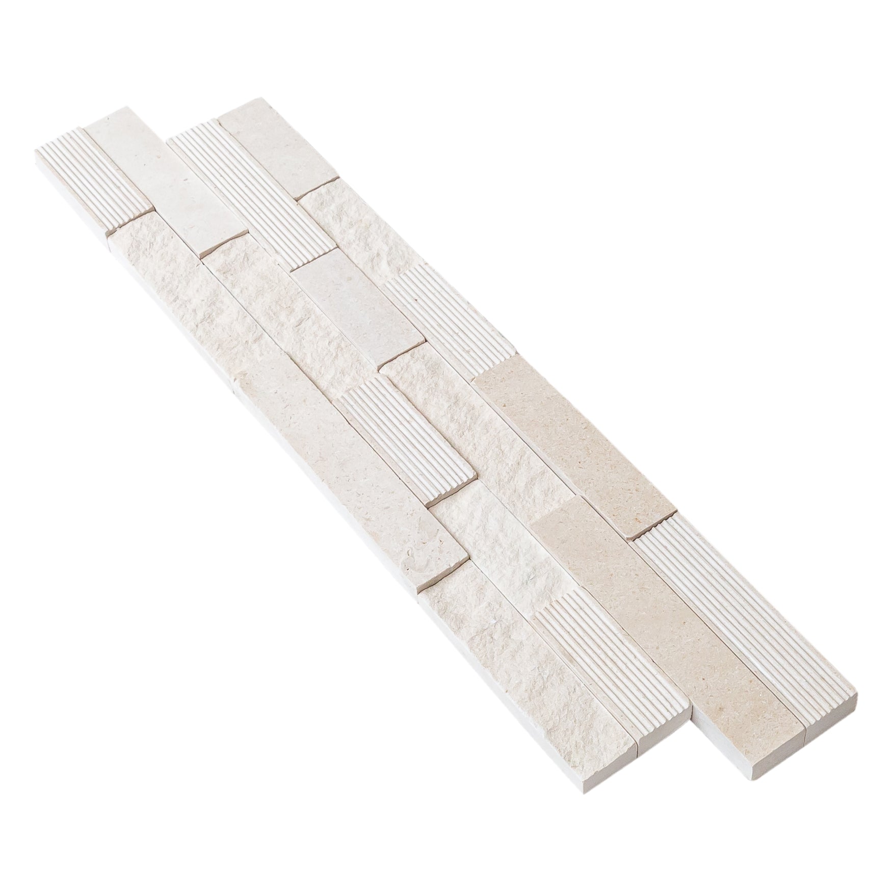 Mayra White Ledger Multi-surface 3D Panel 6"x24" Marble Wall Tile - Full Truckload