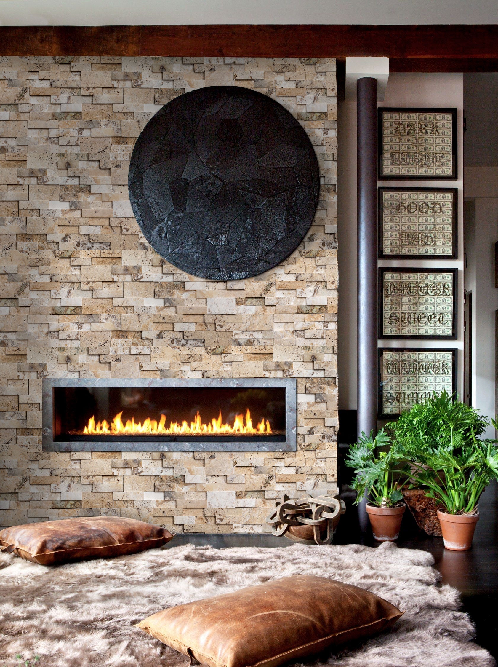 Philadelphia Ledger 3D Panel 6"x24" Natural Travertine Wall Tile - Full Truckload