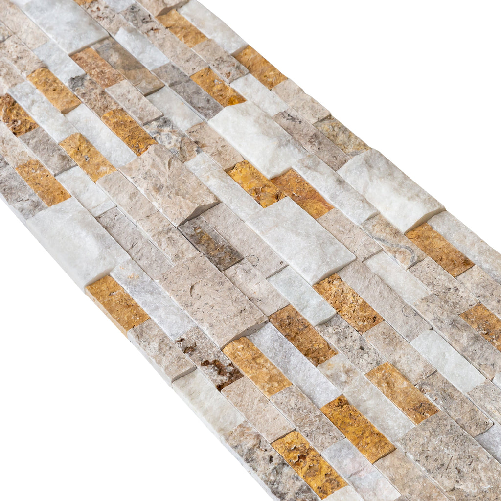 Riverrock Mixed Ledger 3D Panel 6"x24" Natural Marble Wall Tile - Full Truckload