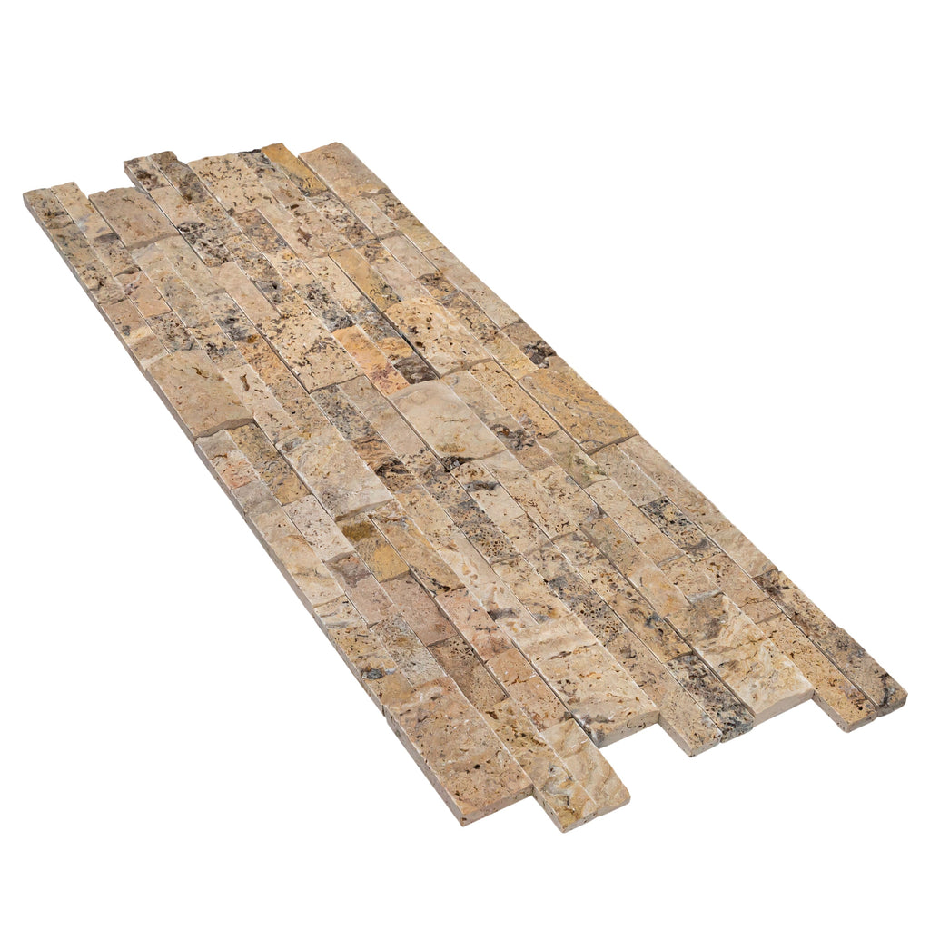 Scabos Ledger 3D Panel 6"x24" Natural Travertine Wall Tile - Full Truckload