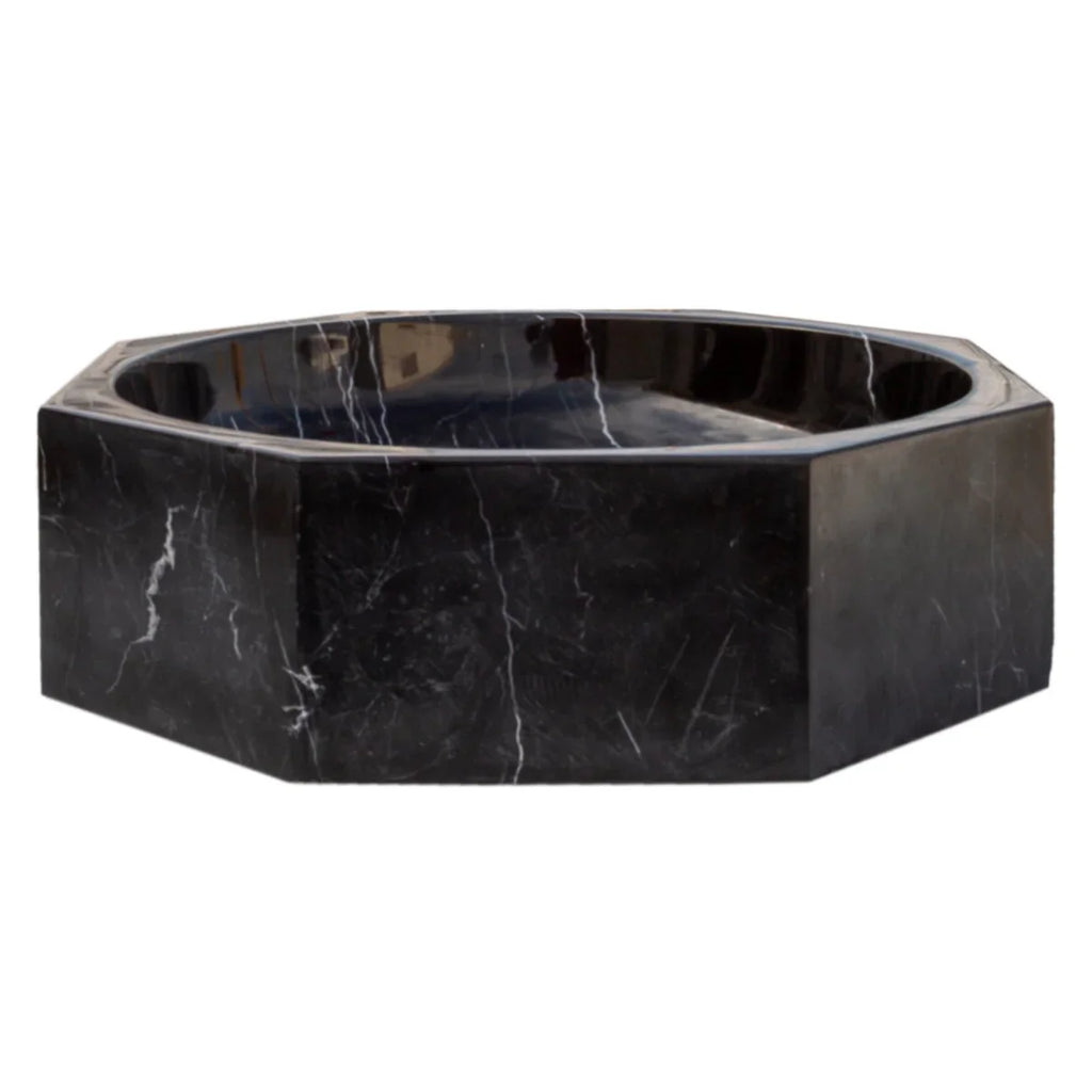 Toros Black Marble Octagonal Above-vanity Bathroom Sink Polished (D)16" (H)5"