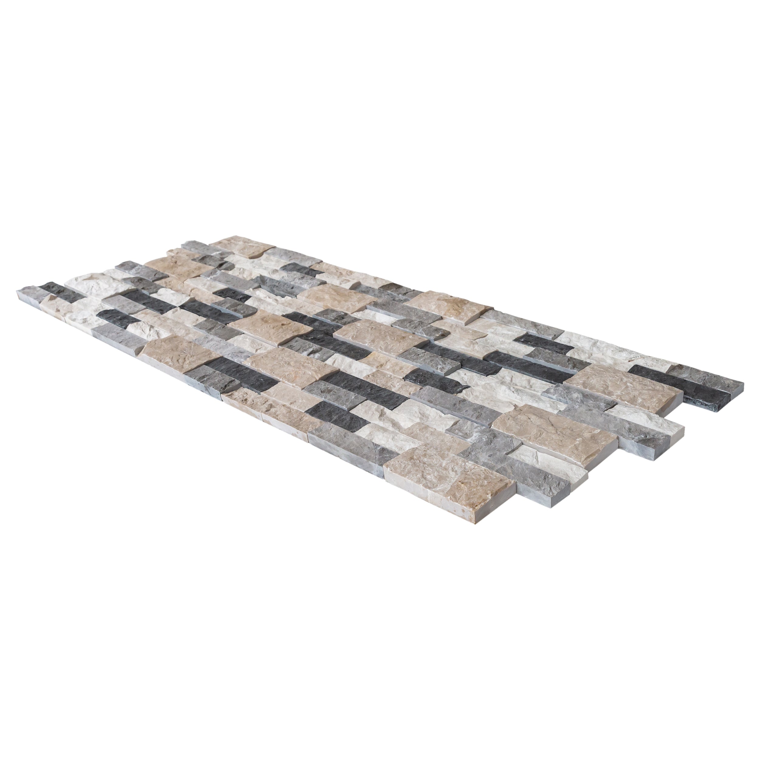 Tundra Gray Mix Ledger 3D Panel 6"x24" Split-face Marble Wall Tile - Full Truckload