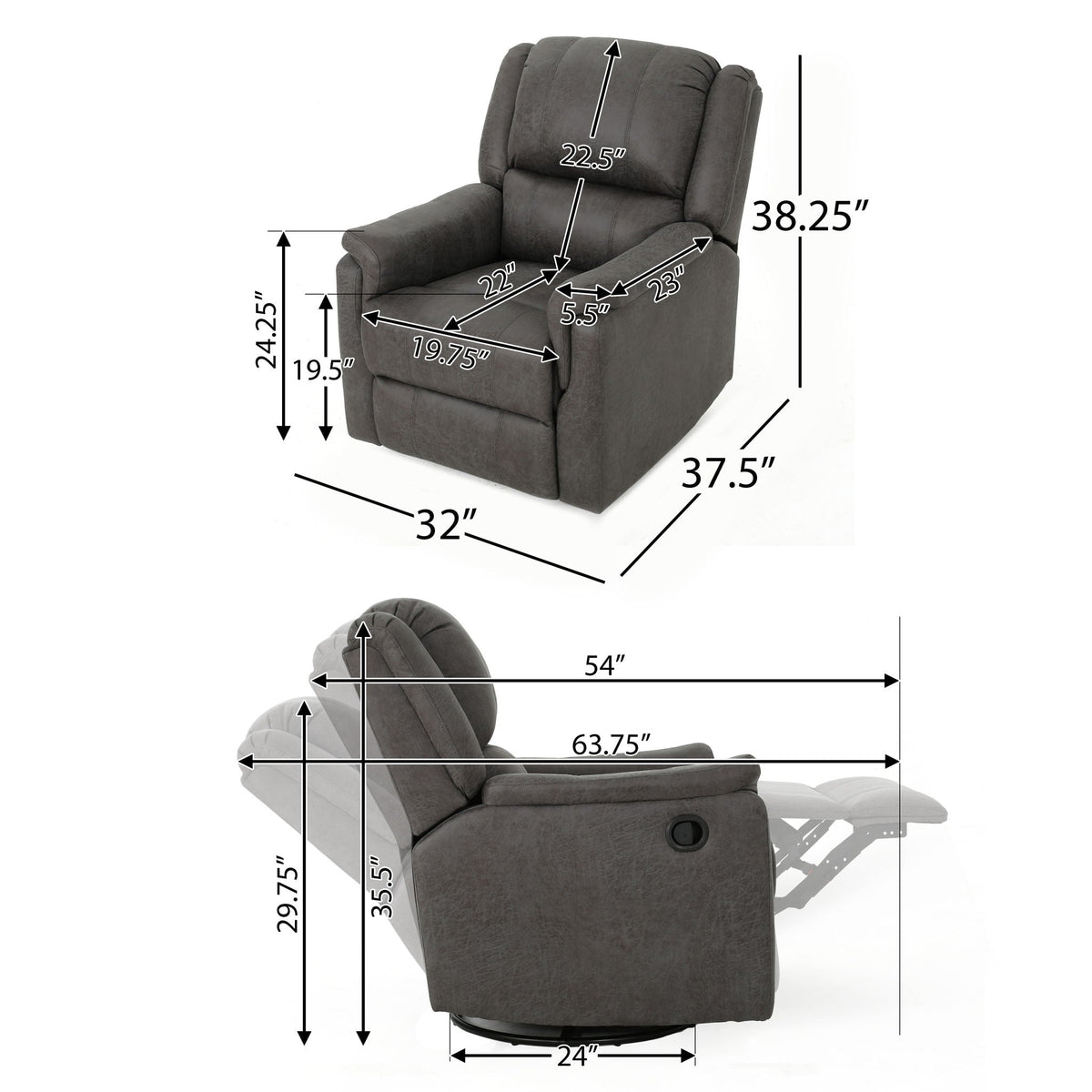 Contemporary Glider Recliner With Swivel Function