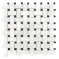 Carrara White-Toros Black Basketweave Mosaic Floor and Wall Tile - Livfloors Collection