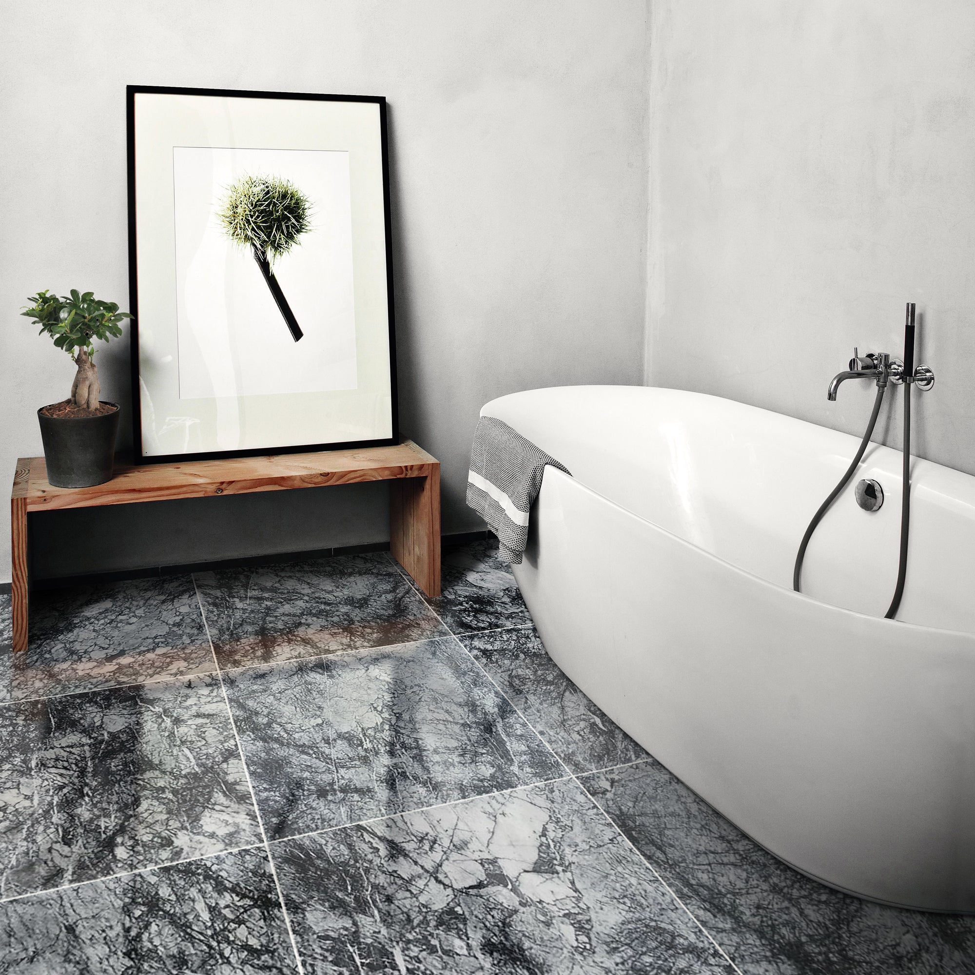 Black Cloud Exotic Marble Polished Floor and Wall Tile - Large Format - Livfloors Collection