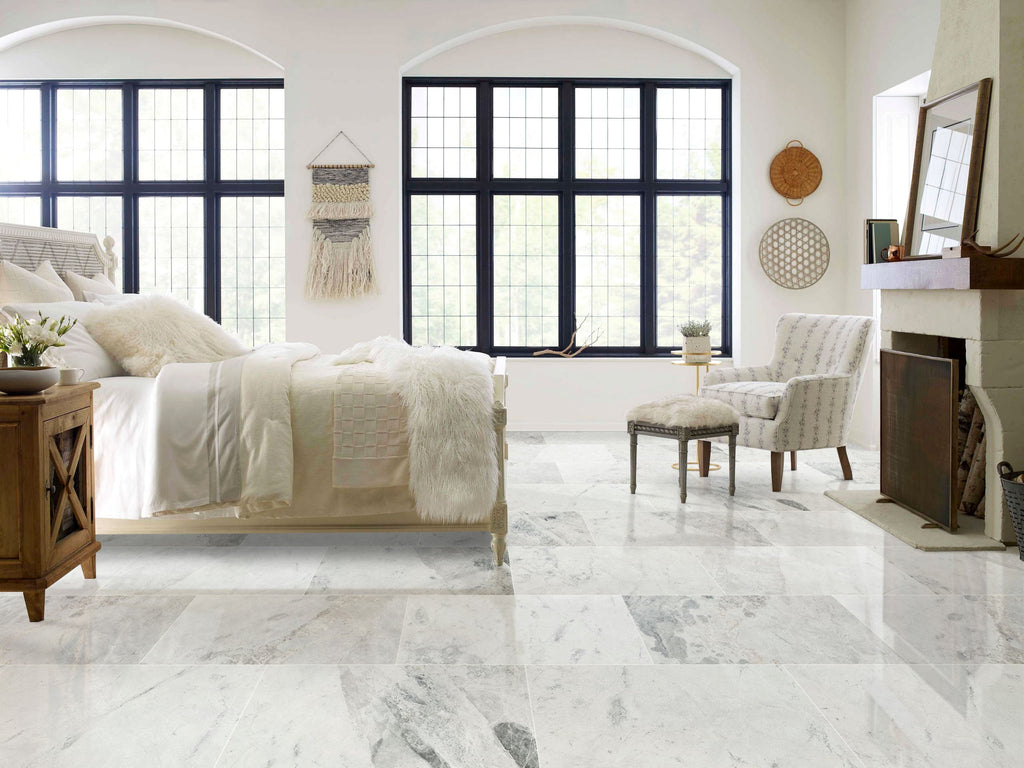 Blue Whisper Exotic Marble Polished Floor and Wall Tile - Large Format - Livfloors Collection