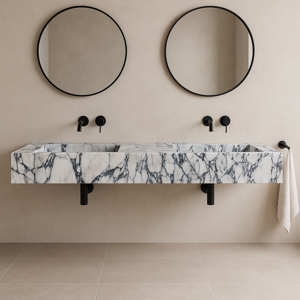 Calacatta Viola Marble Bathroom Double Sink Vanity (W)22" (L)67" (H)8"