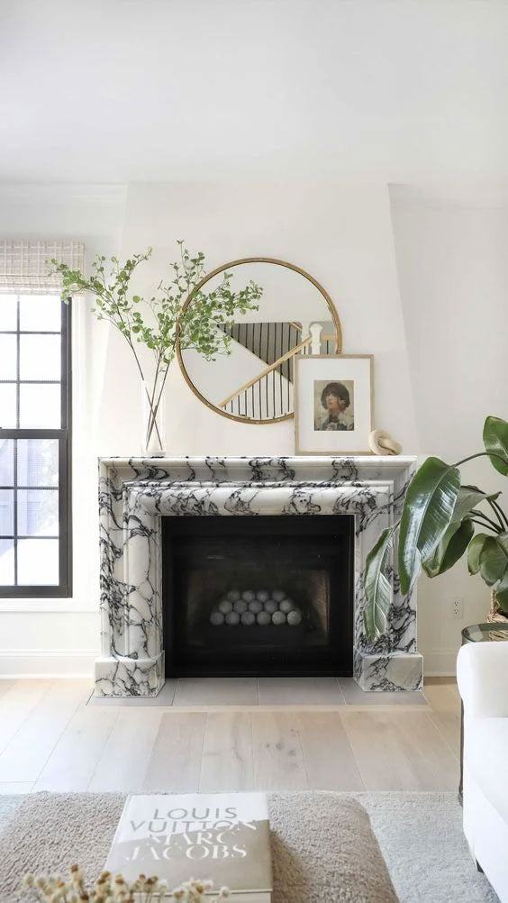 Calacatta Viola Marble Hand-carved Fireplace Mantel Polished (W)8.5" (L)61" (H)52"