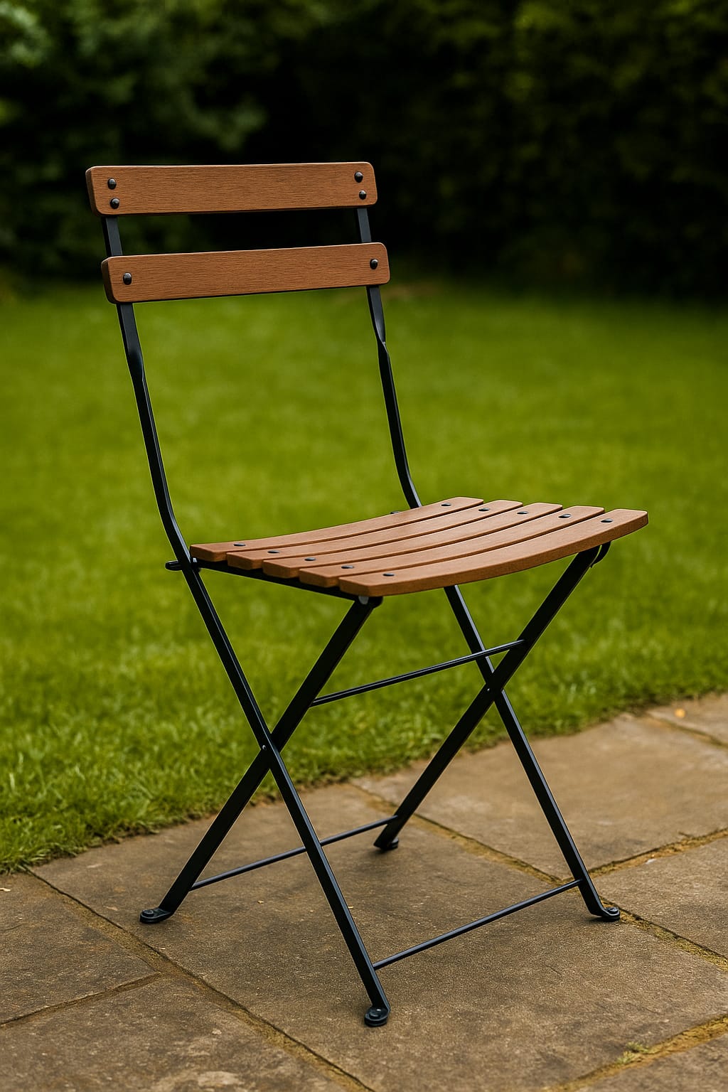 DemarForge Folding Chair 5508 - Stackable - European Chestnut Wood Clear Coated Slats (Set of 2)