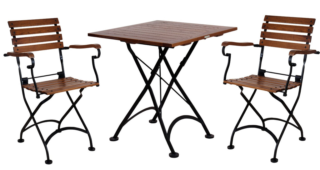 DemarForge Folding Chair 5505 - Stackable - European Chestnut Wood Clear Coated Slats (Set of 2)