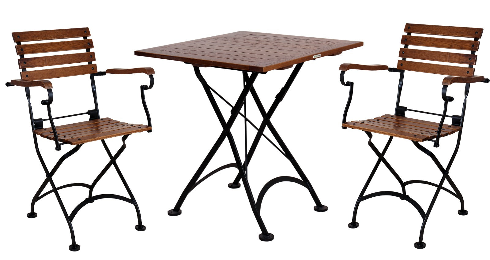 DemarForge Folding Chair 5505 - Stackable - European Chestnut Wood Clear Coated Slats (Set of 2)