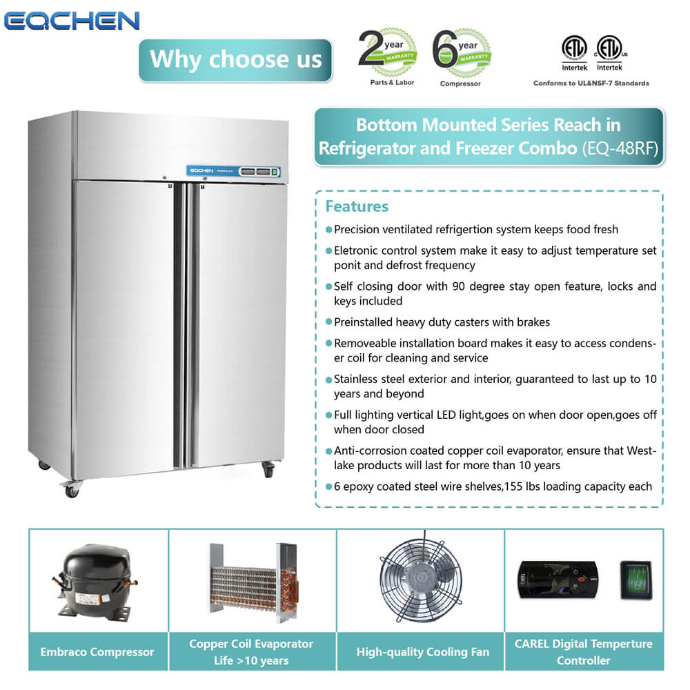48 Inch 2 Door Commercial Grade Refrigerator And Freezer