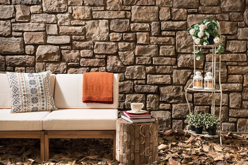 Ashlar Pattern Masso Coffee Manufactured Stone Handmade Veneer - Livfloors Collection