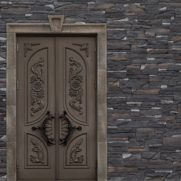 Inka Dark Rundle Black Slate Look Manufactured Stone Handmade Veneer - Livfloors Collection