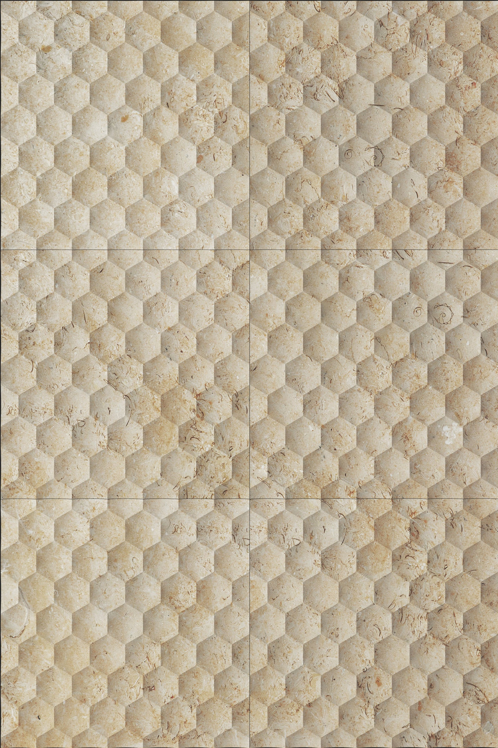 Seabed Limestone Field Dimensional Carved Stone HEXAGON Wall Tile - Livfloors Collection