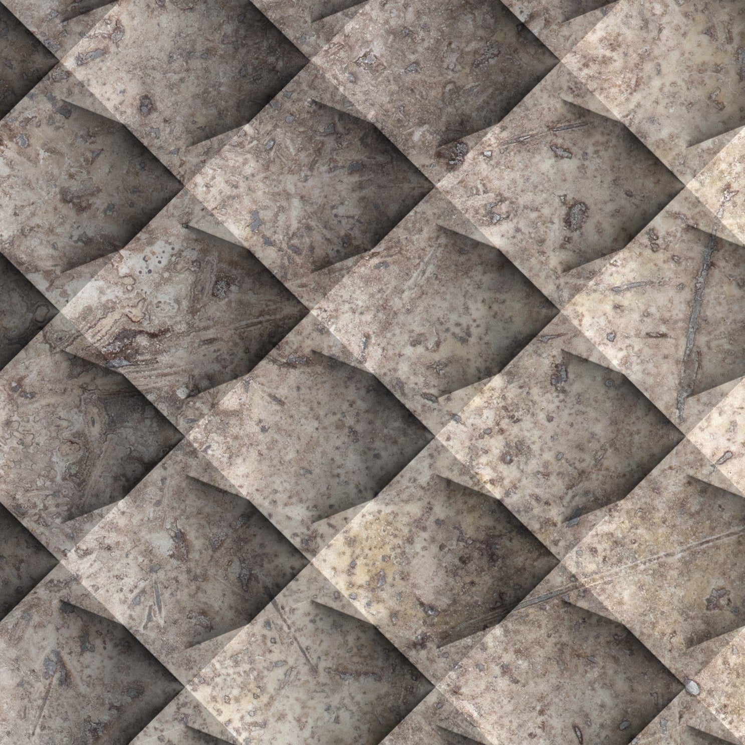 Silver Travertine Field Dimensional Carved Stone BLUEM Wall Tile - Livfloors Collection